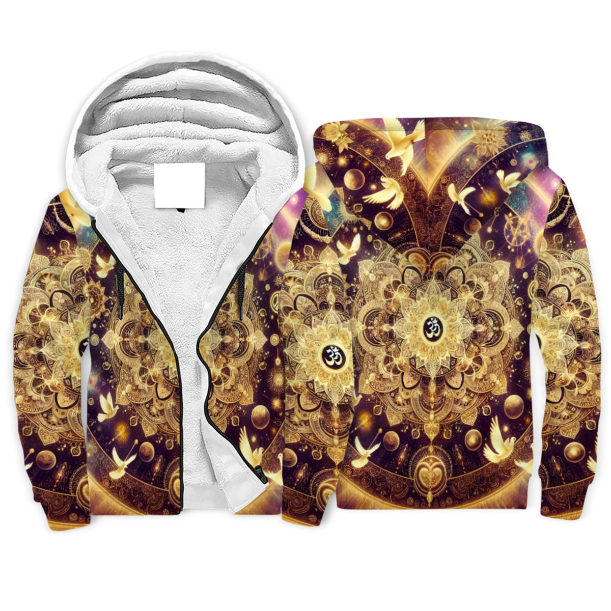 The Mandala Of Om And Peace Sherpa Lined Zip-up Hoodie For Hippies