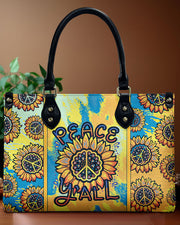 hippieartzone Bag - PEACE Y'ALL TIE DYE LEATHER HANDBAG