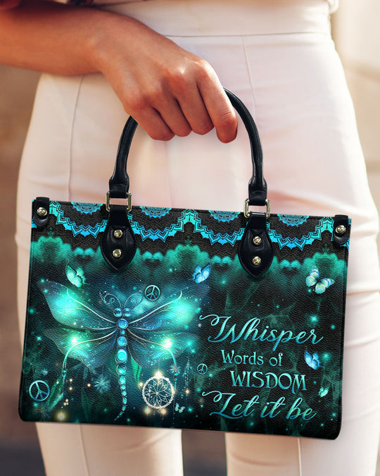 hippieartzone Bag - WHISPER WORDS OF WISDOM LEATHER HANDBAG.