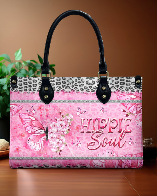 hippieartzone Bag - BUTTERFLY HIPPIE SOUL LEATHER HANDBAG