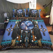 hippieartzone - Native American Wolf Dreamcatcher Art Bedding Set