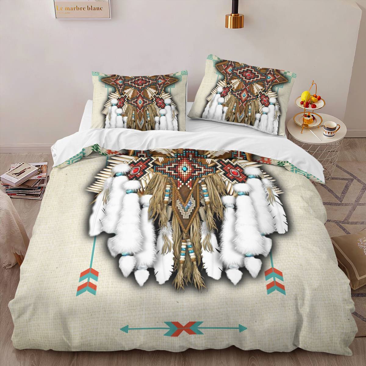 hippieartzone - Native American Feather Pattern Bedding Set