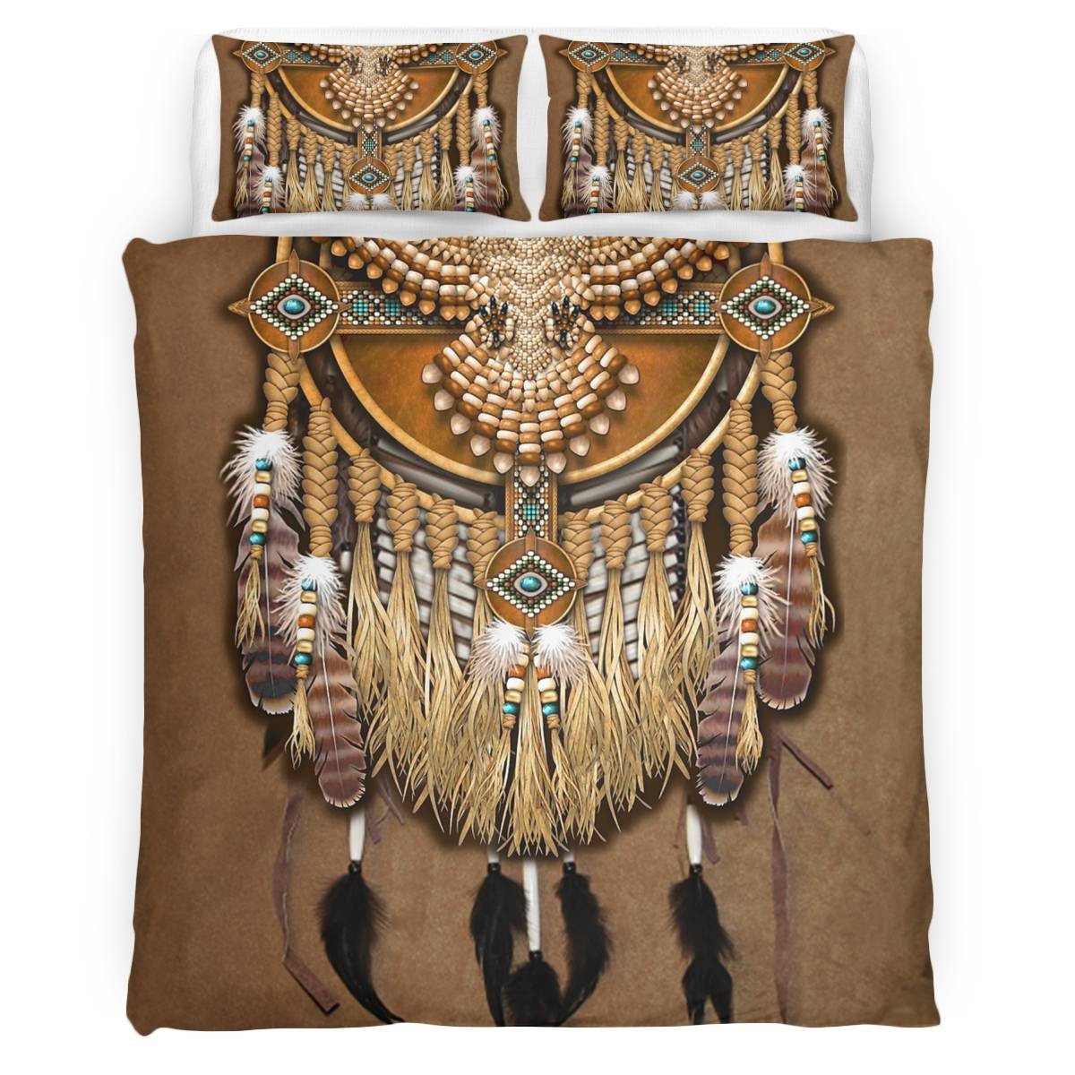 hippieartzone - Native American Owl Dreamcatcher Pattern Bedding Set