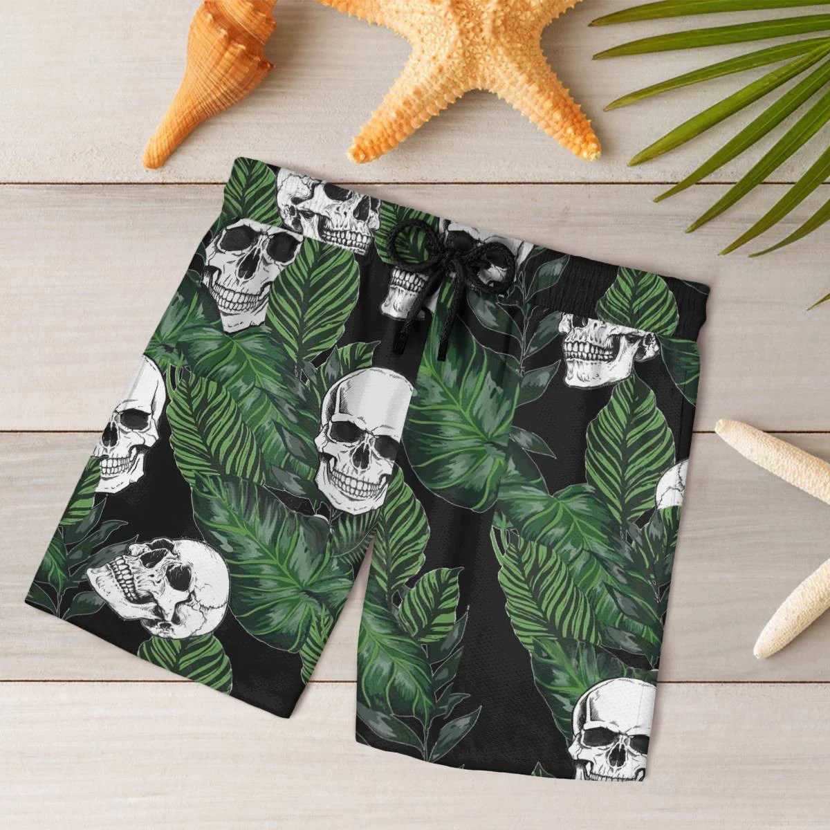 hippieartzone - GREEN SKULL TROPICAL HAWAII SHIRT.