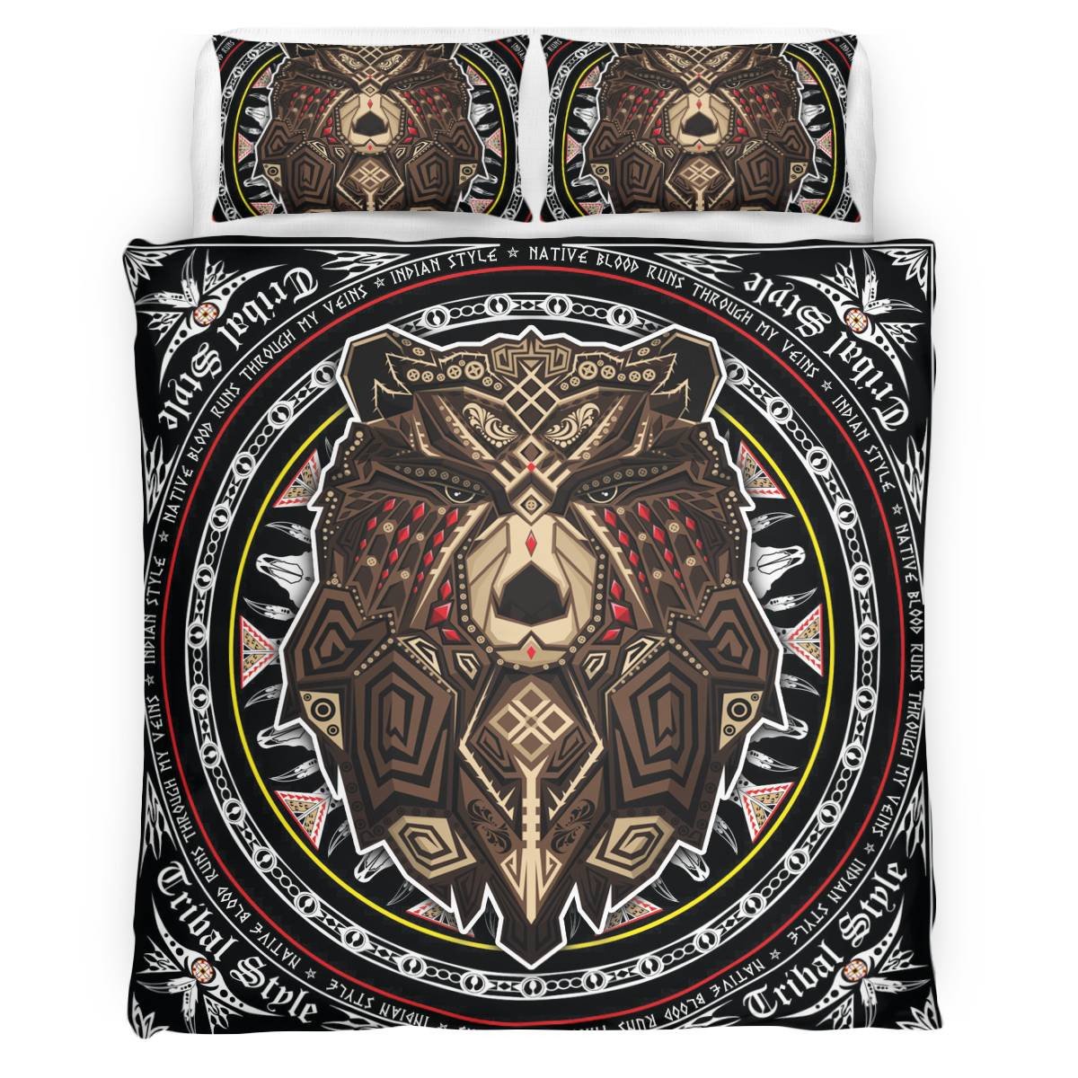 hippieartzone - Native American Bear Pattern Bedding Set