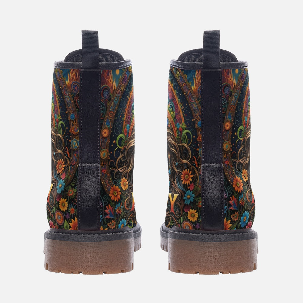 Hippie Art Zone - Hippie Guy on Leather Lightweight Boots for Hippies