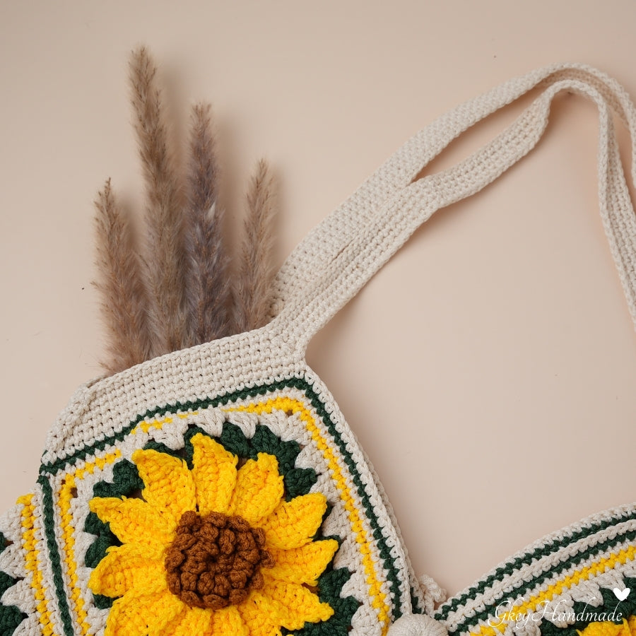 Handmade Sunflower Shoulder Bag For Hippie