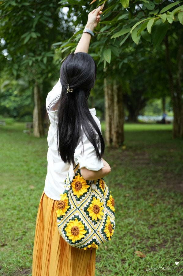 Handmade Sunflower Shoulder Bag For Hippie