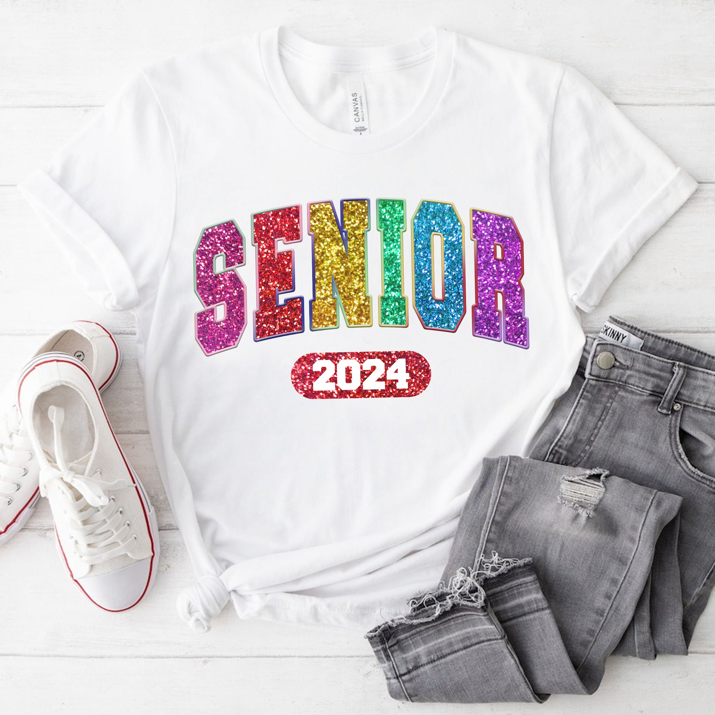 hippieartzone Tshirt - Senior 2024 Glitter Tshirt, Sweatshirt