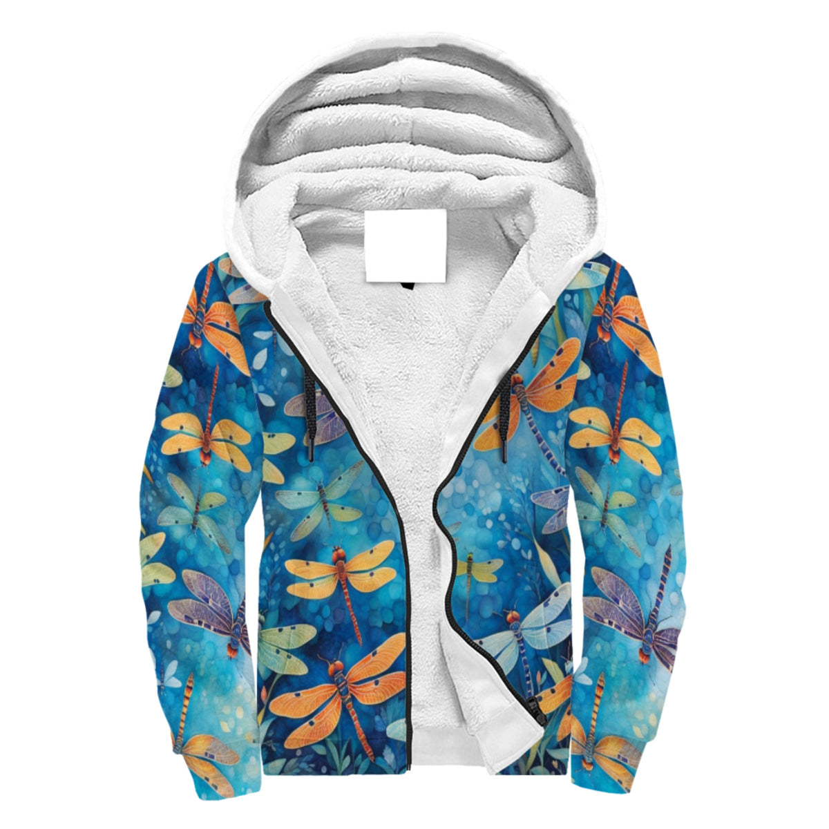 Dragonfly Extravaganza Sherpa Lined Zip-up Hoodie For Hippies