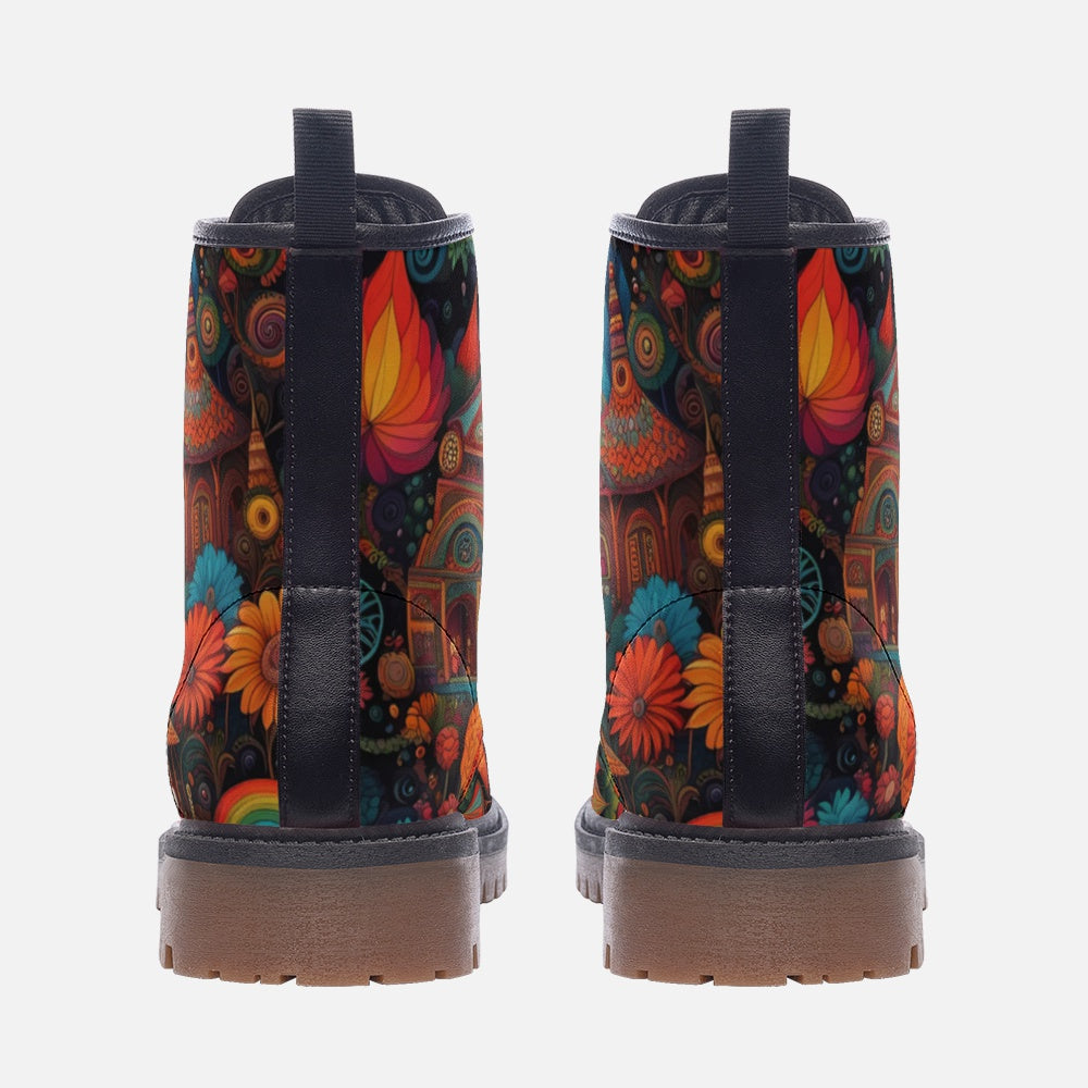 Hippie Art Zone - Psychedelic Wonderland Casual Leather Lightweight Boots For Hippies