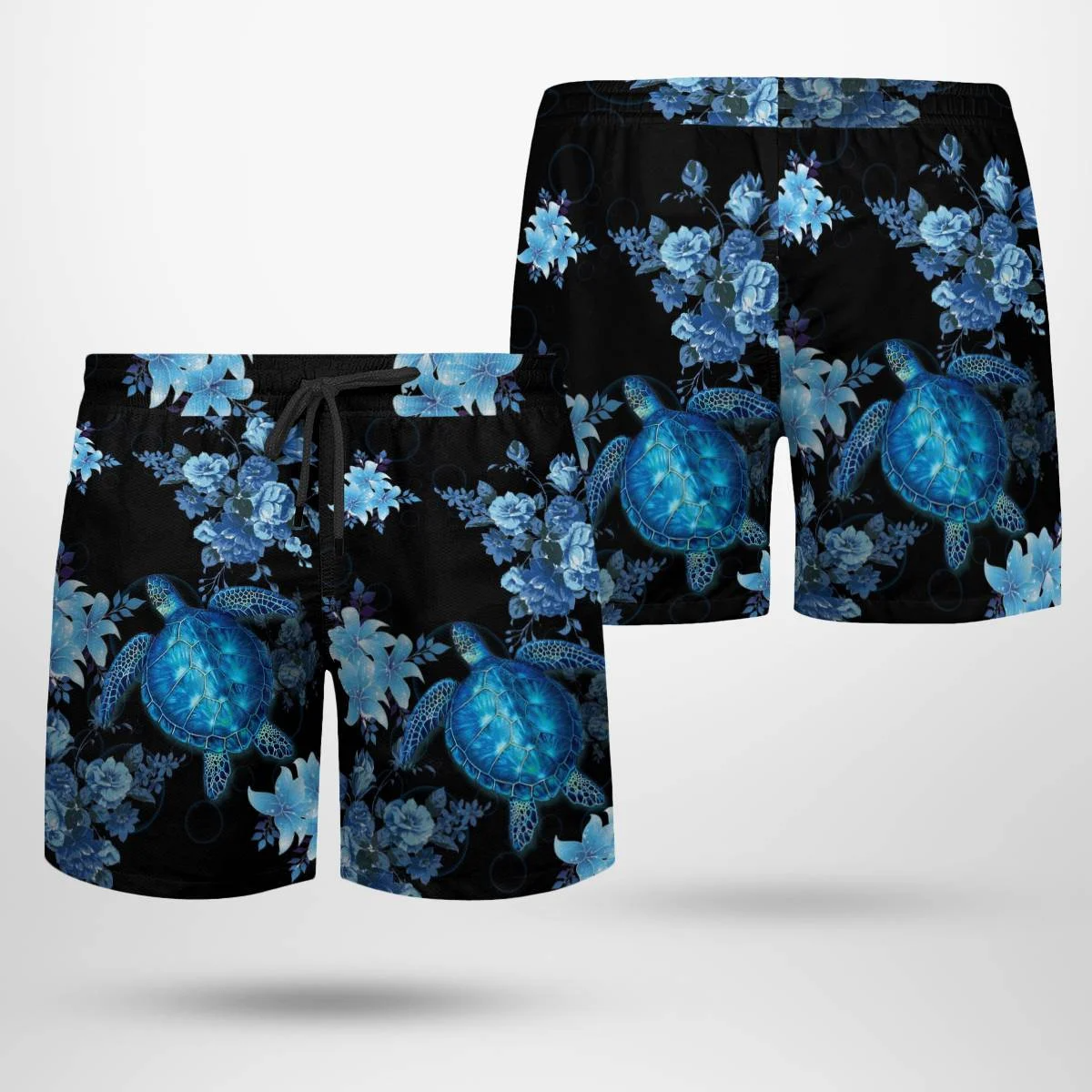 hippieartzone - BLUE TURTLE FLOWER TROPICAL HAWAII SHIRT.