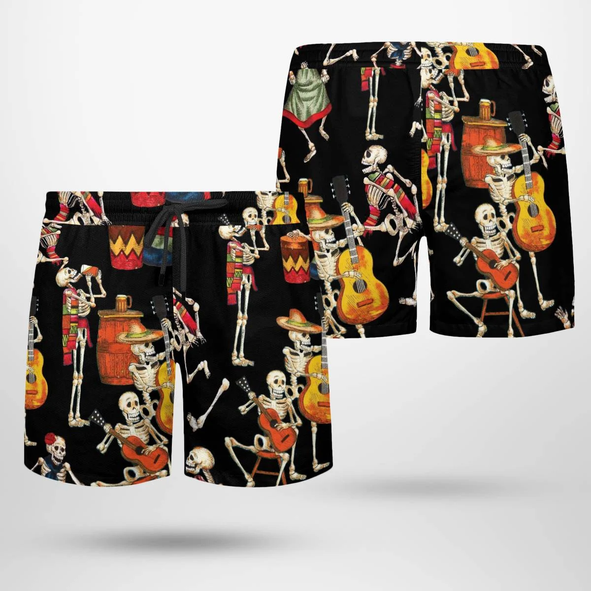 hippieartzone - MANY SKELETON GUITAR HAWAII SHIRT.