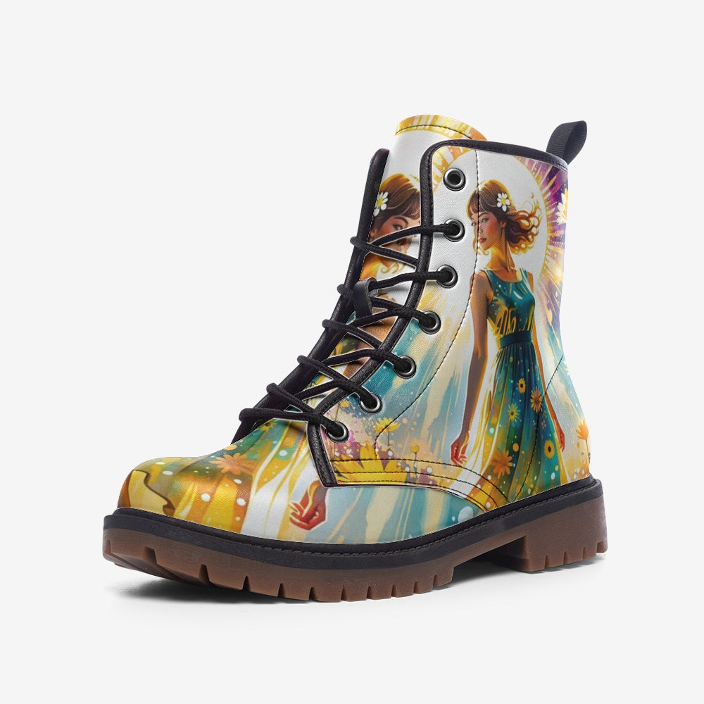 Hippie Art Zone - Spiritual Boho Women on Leather Lightweight Boots for Hippies