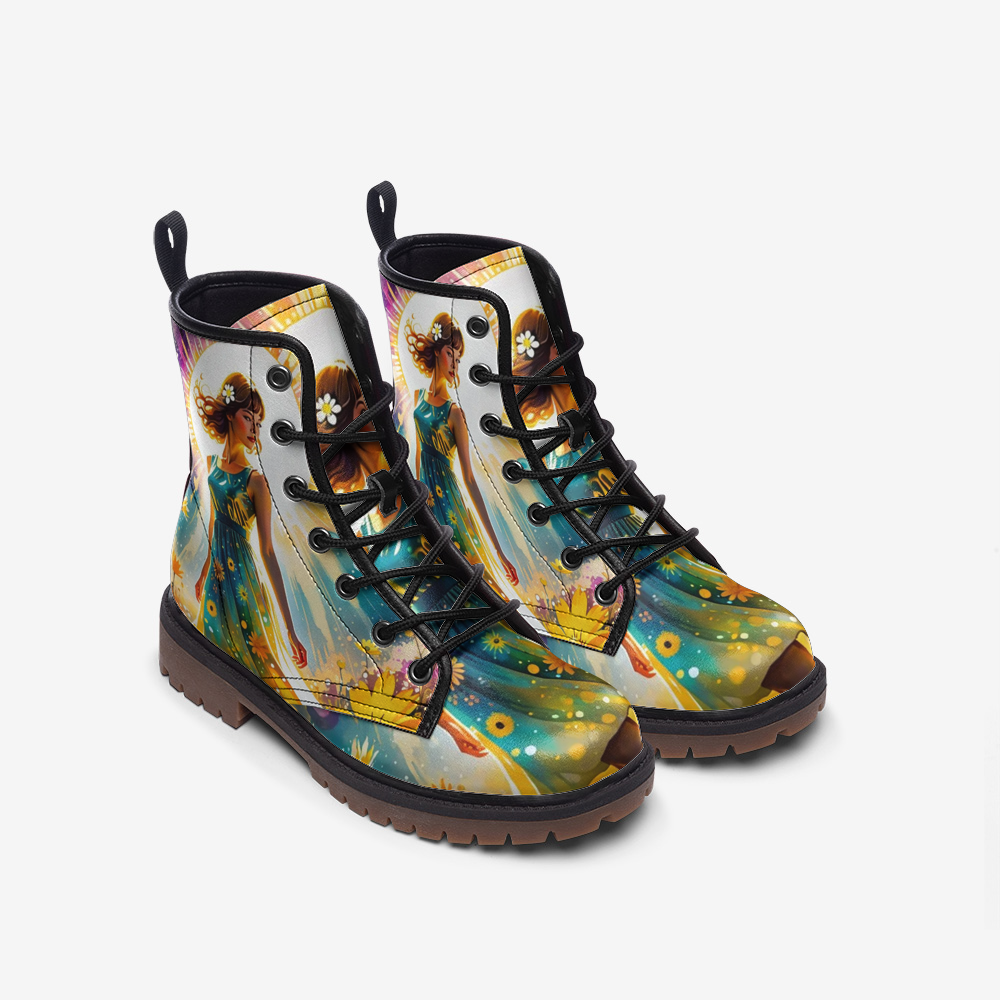 Hippie Art Zone - Spiritual Boho Women on Leather Lightweight Boots for Hippies