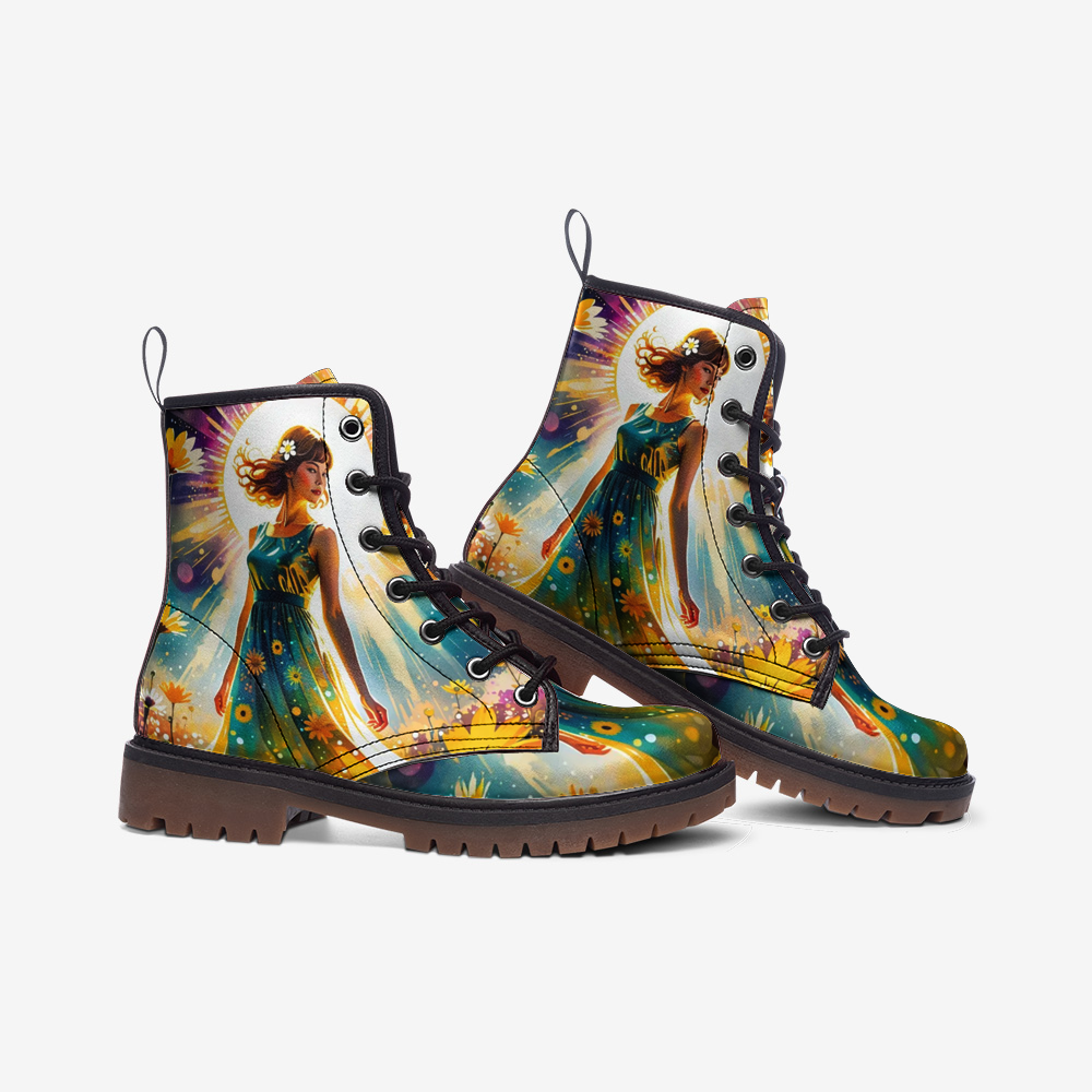 Hippie Art Zone - Spiritual Boho Women on Leather Lightweight Boots for Hippies