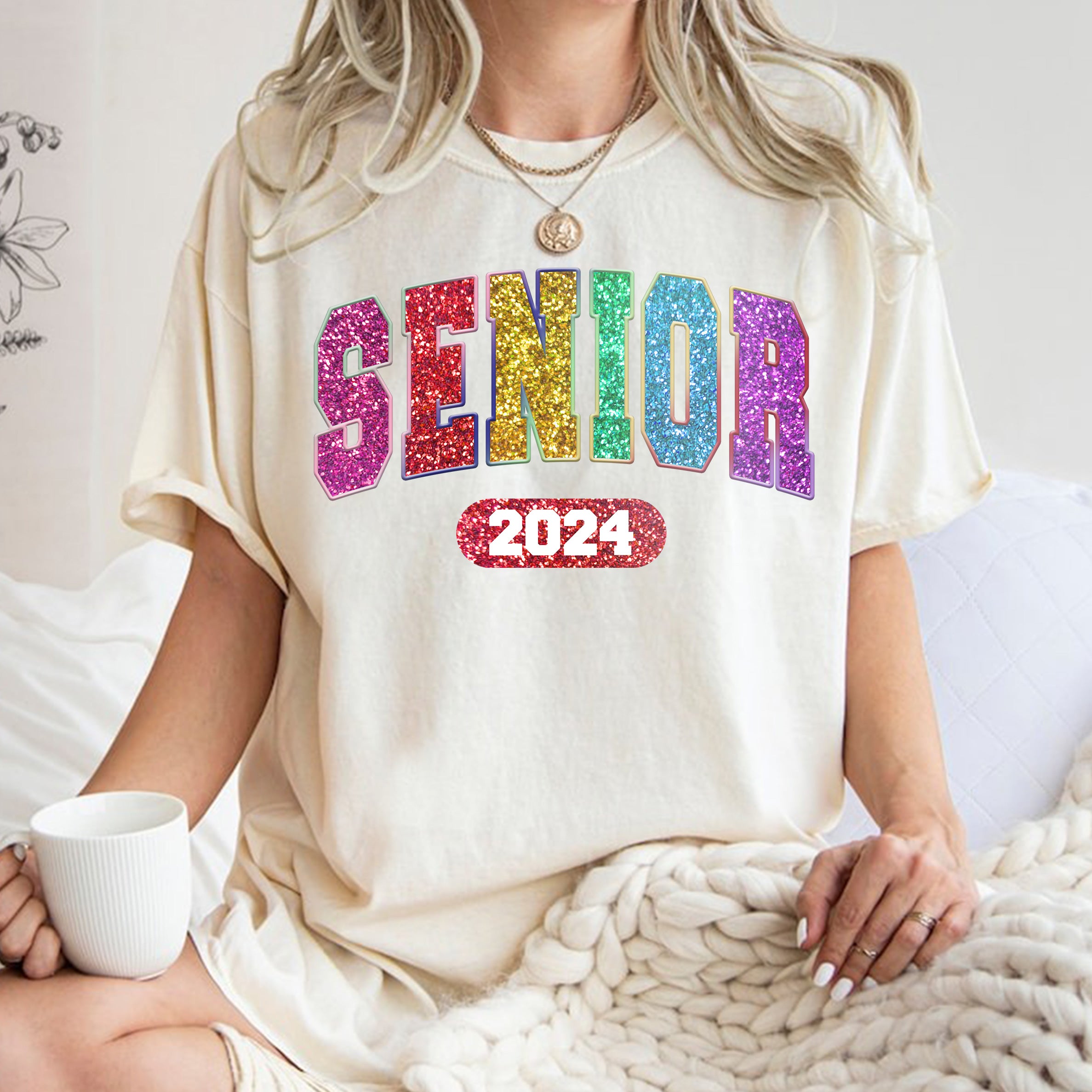 hippieartzone Tshirt - Senior 2024 Glitter Tshirt, Sweatshirt