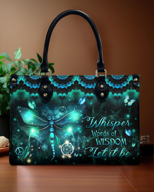 hippieartzone Bag - WHISPER WORDS OF WISDOM LEATHER HANDBAG.