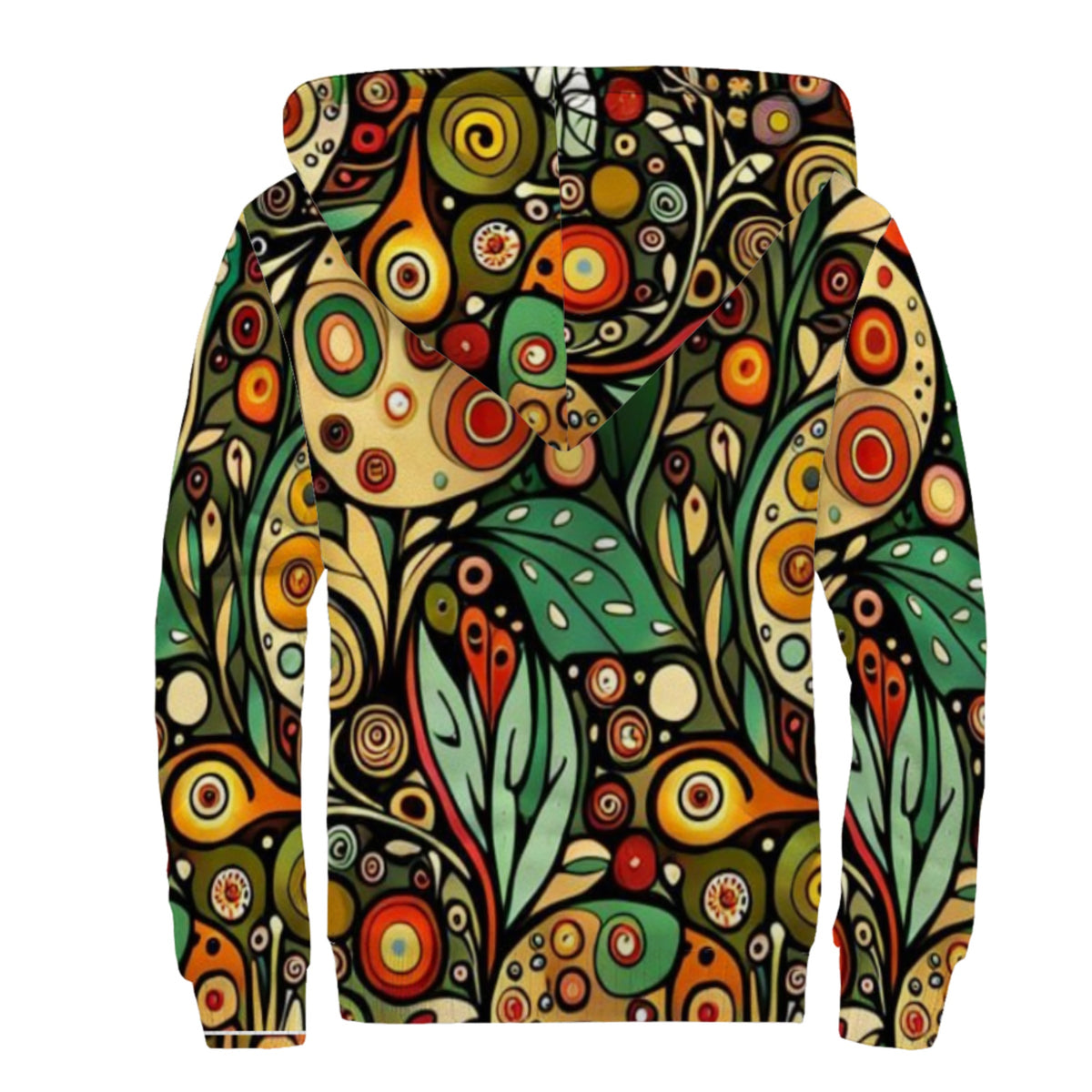 Boho Botanical Sherpa Lined Zip-up Hoodie For Hippies