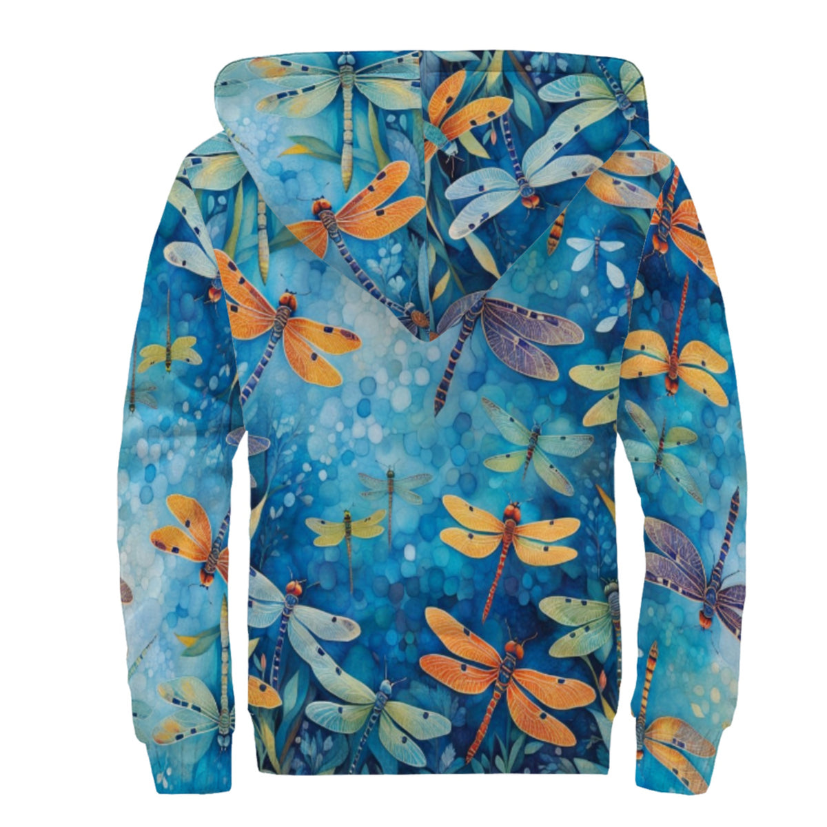 Dragonfly Extravaganza Sherpa Lined Zip-up Hoodie For Hippies