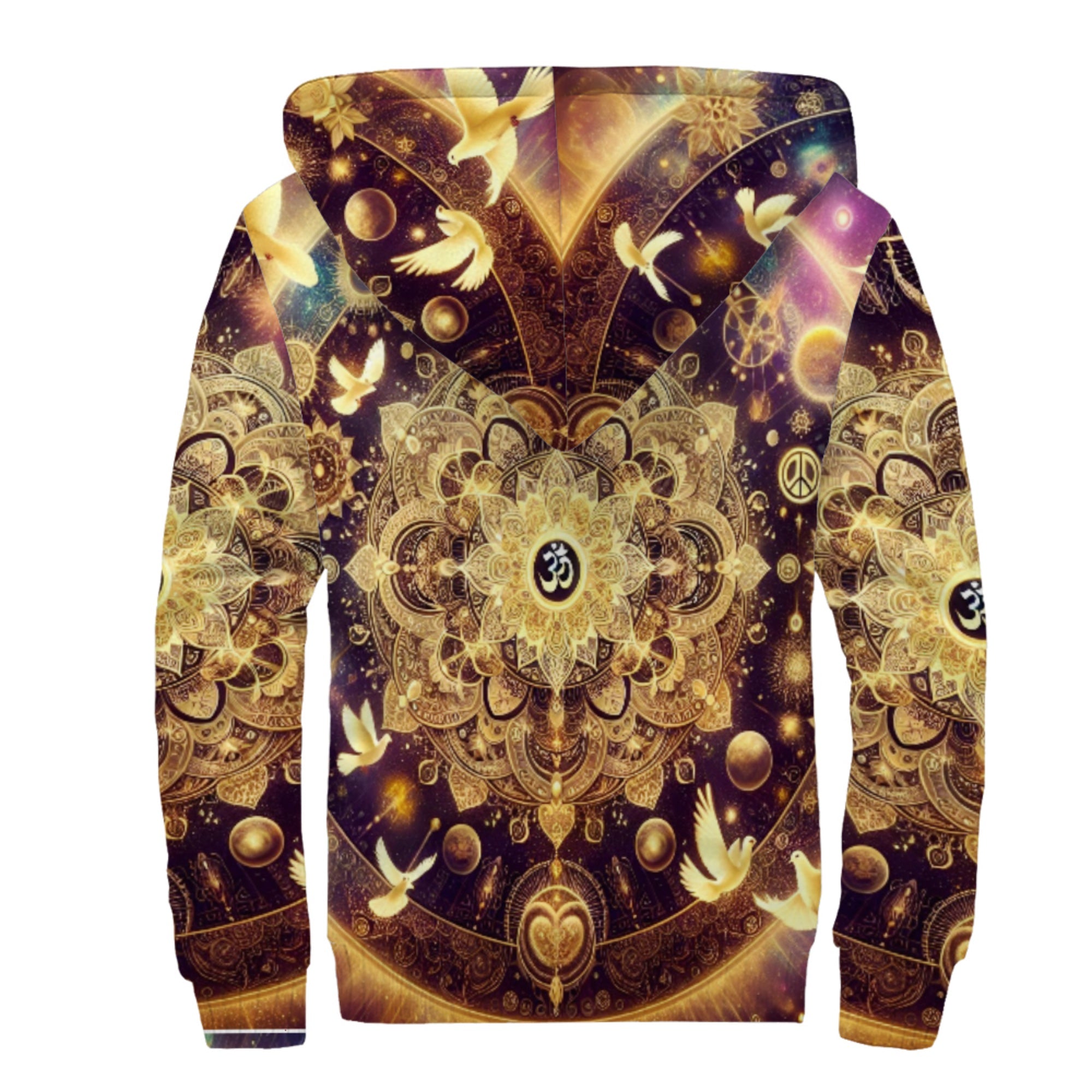 The Mandala Of Om And Peace Sherpa Lined Zip-up Hoodie For Hippies
