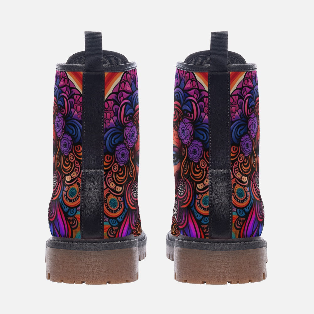 Hippie Art Zone - Santa Maria La Catrina Casual Leather Lightweight Boots For Hippies