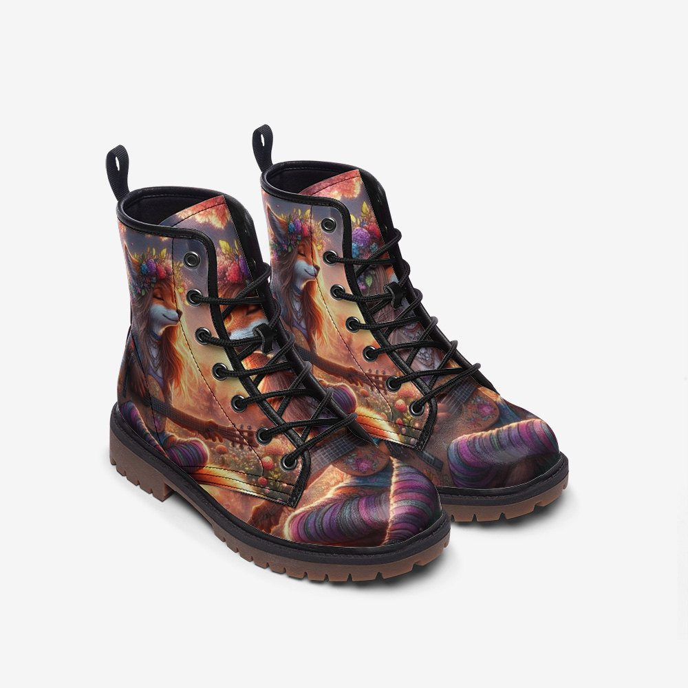 Foxy Girl Artwork Leather Boots For Hippies