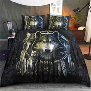hippieartzone - Native American Wolf Dreamcatcher Bedding Set