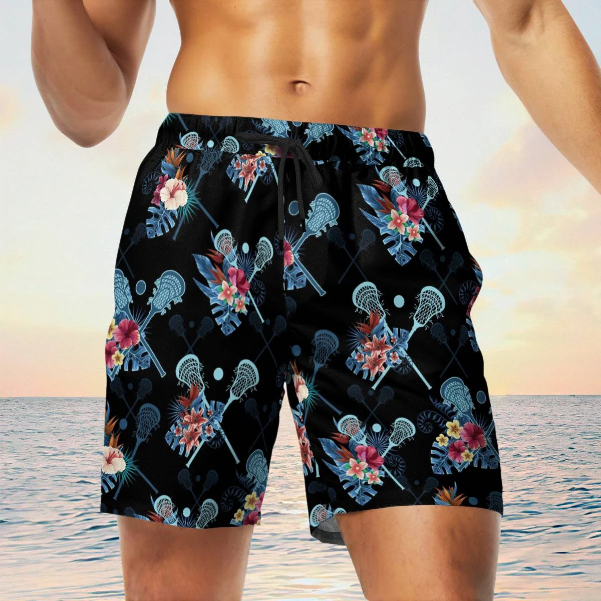 hippieartzone - BLUE LACROSSE TROPICAL HAWAII SHIRT.