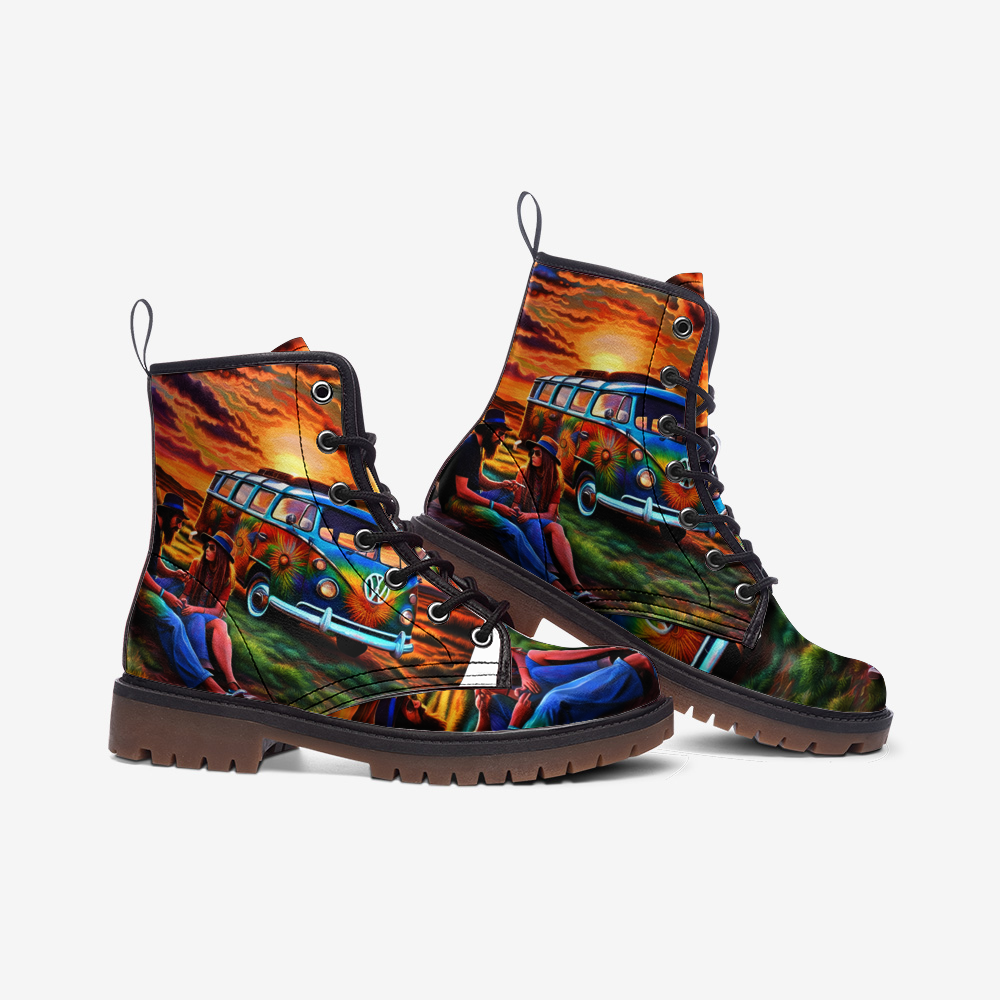 Hippie Art Zone - Stunning Sunset View, Hippie Couple Trips, Romantics Place Casual Leather Lightweight For Hippies