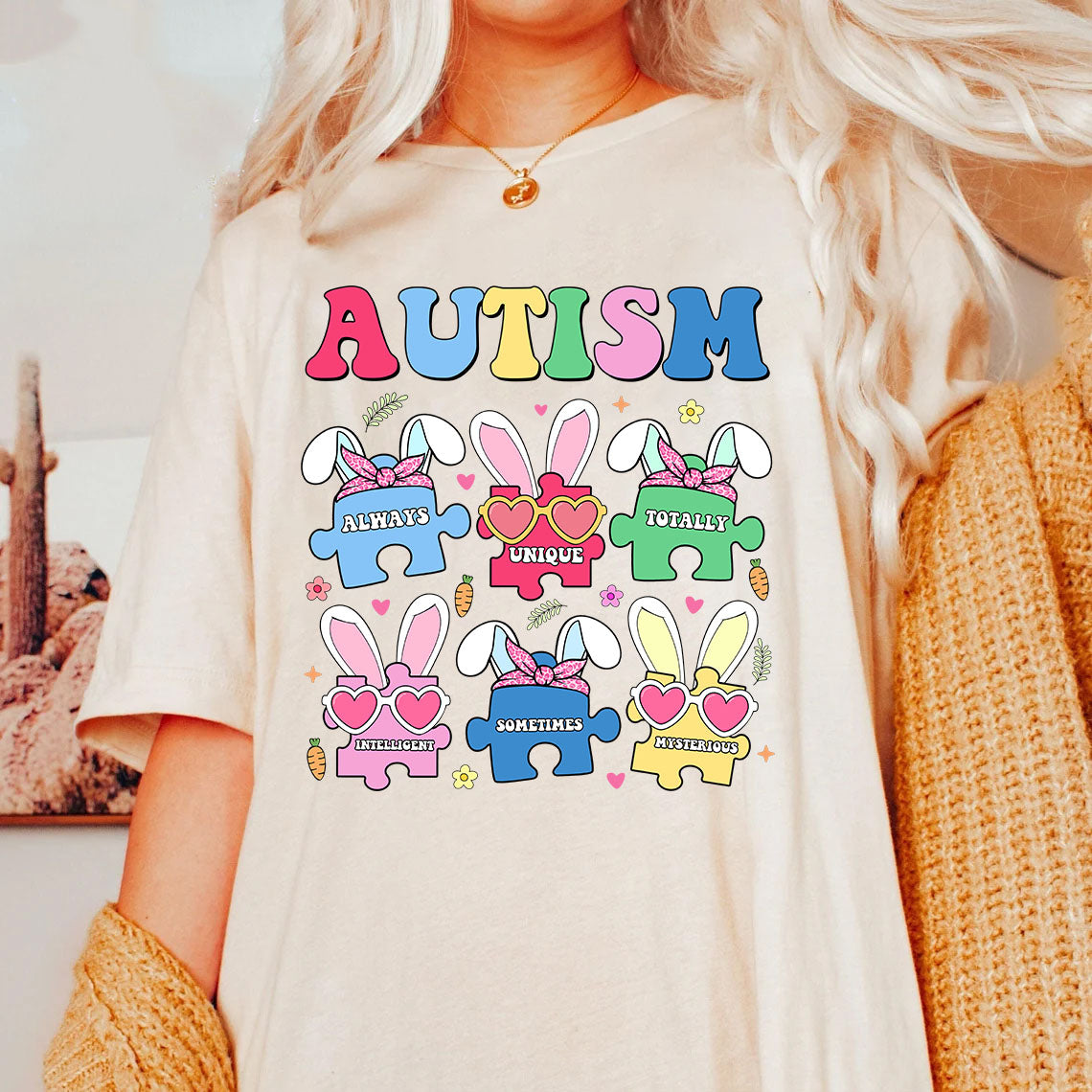 hippieartzone Tshirt - Autism Easter Seeing The World Tshirt, Sweatshirt