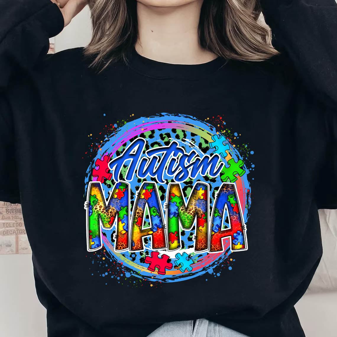 hippieartzone Tshirt - Autism Mama Leopard Tshirt, Sweatshirt