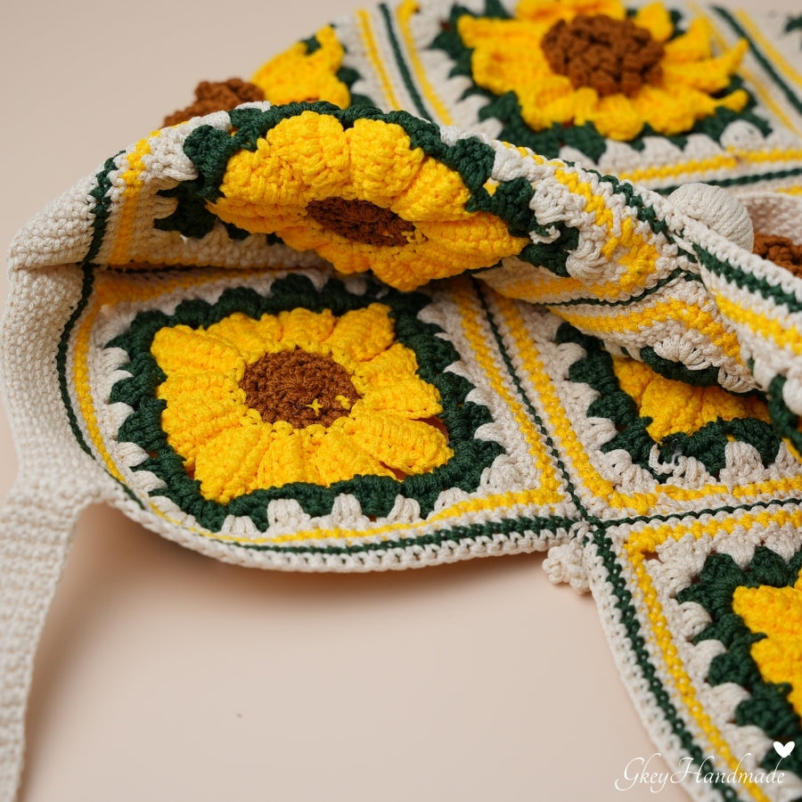 Handmade Sunflower Shoulder Bag For Hippie