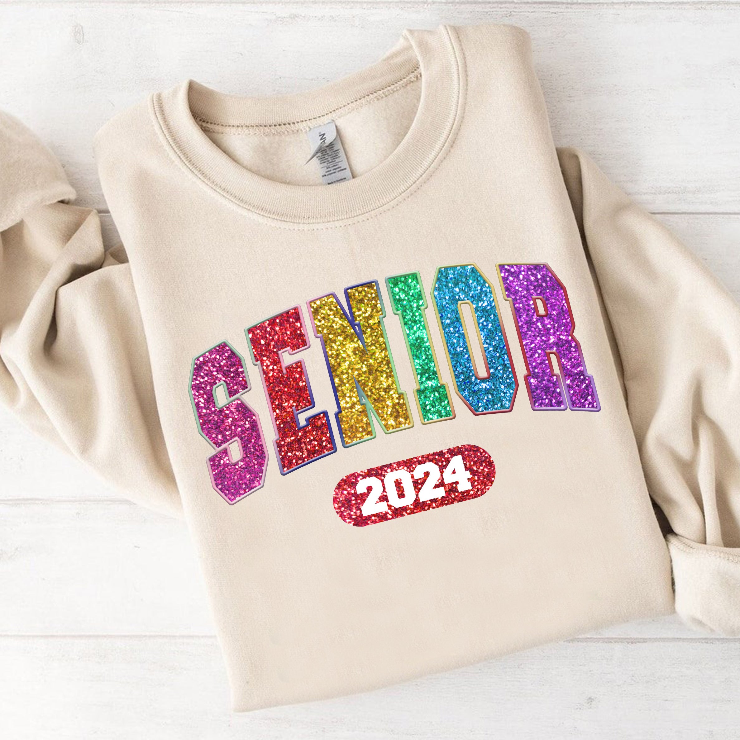 hippieartzone Tshirt - Senior 2024 Glitter Tshirt, Sweatshirt