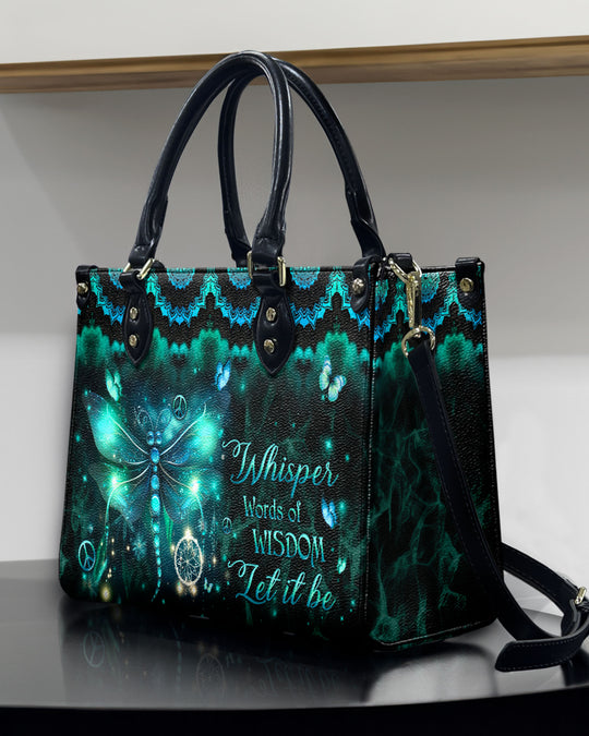 hippieartzone Bag - WHISPER WORDS OF WISDOM LEATHER HANDBAG.