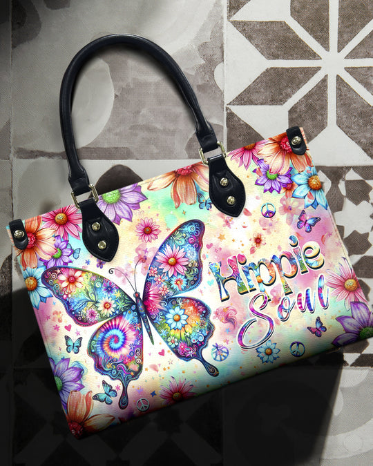 hippieartzone Bag - HIPPIE SOUL BUTTERFLY LEATHER HANDBAG