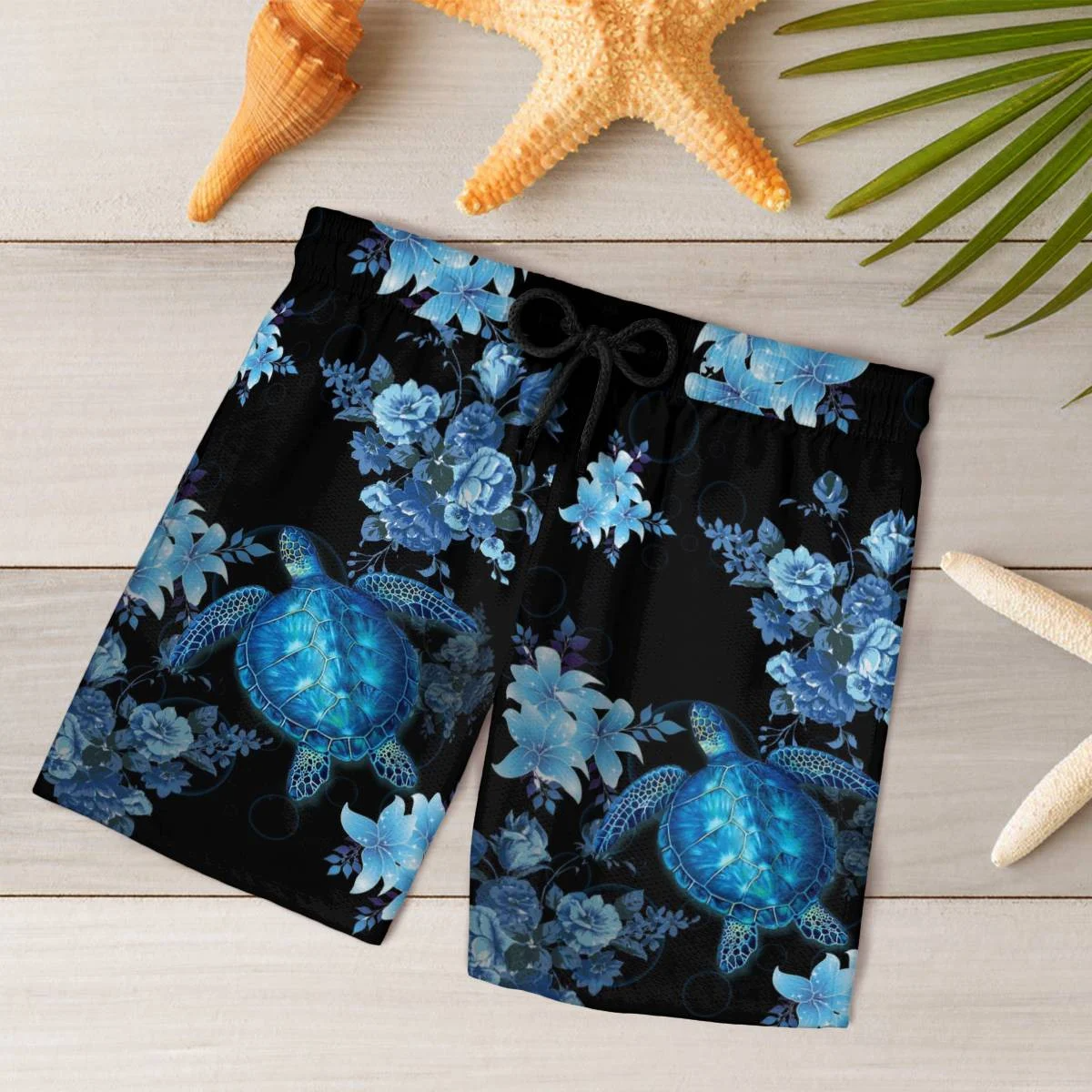 hippieartzone - BLUE TURTLE FLOWER TROPICAL HAWAII SHIRT.