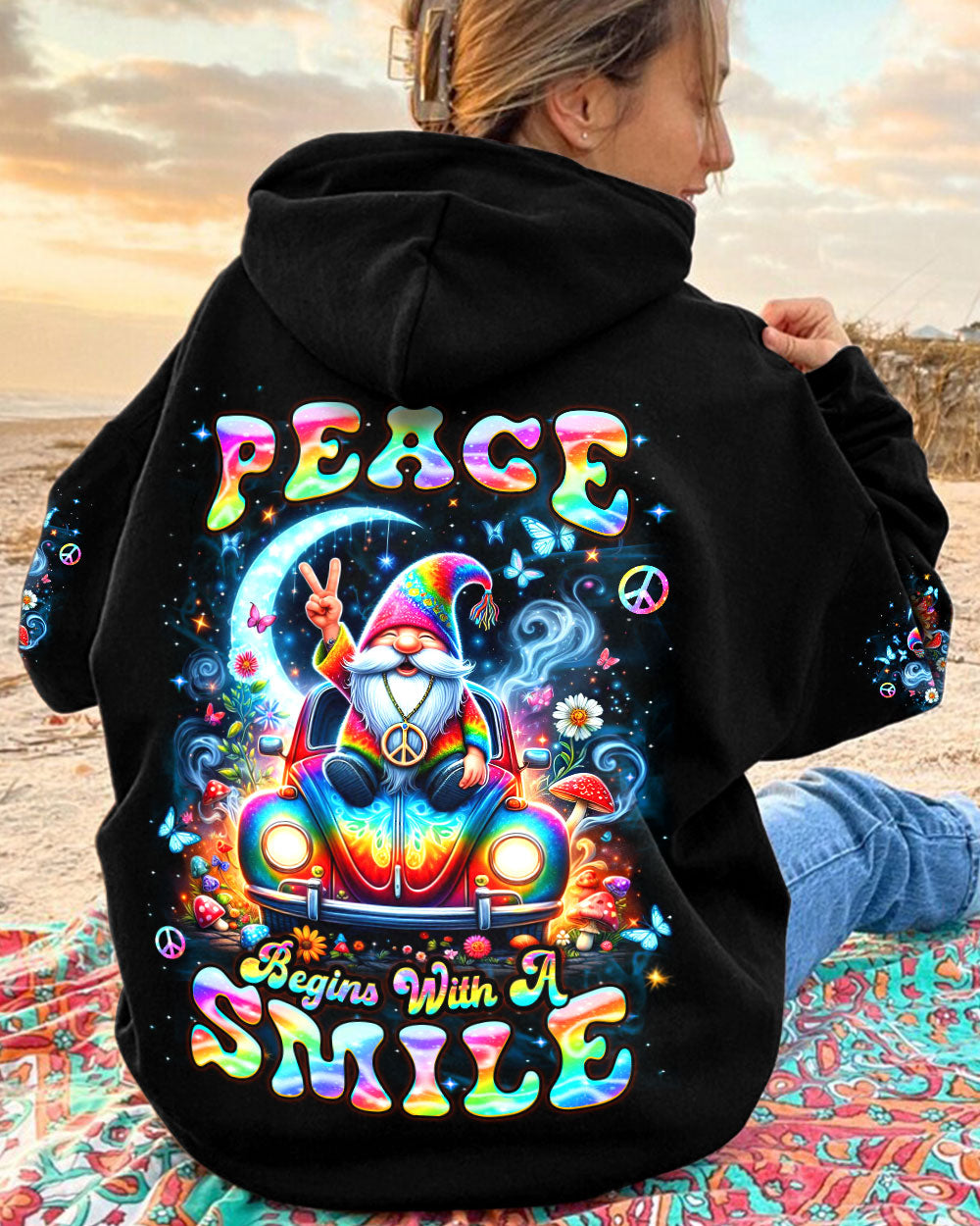 Hippie Art Zone - Peace Begins With A Smile Gnome For Hippie