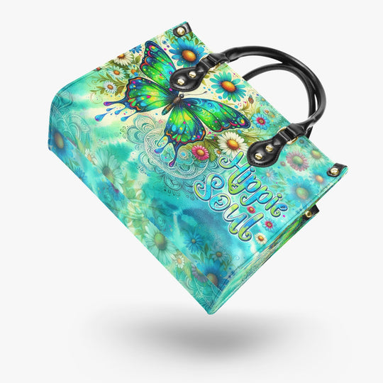 hippieartzone Bag -  HIPPIE SOUL BUTTERFLY TIE DYE LEATHER HANDBAG