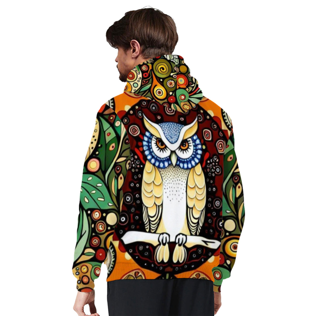 Boho Botanical Owl Sherpa Lined Zip-up Hoodie For Hippies