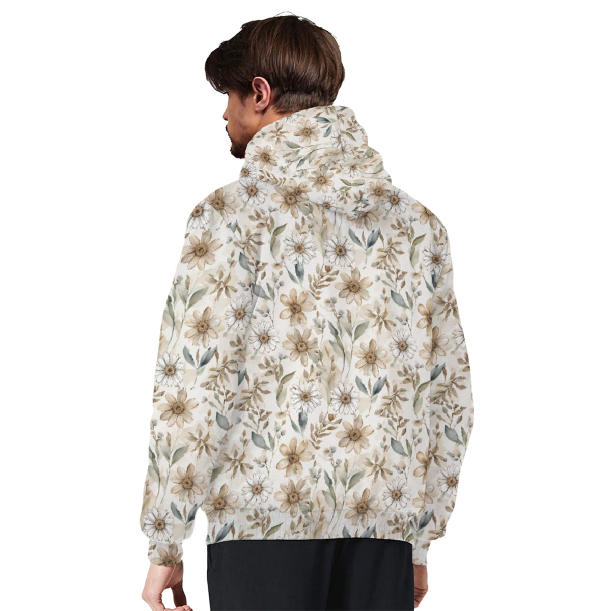 Boho Flowers Sherpa Lined Zip-up Hoodie For Hippies