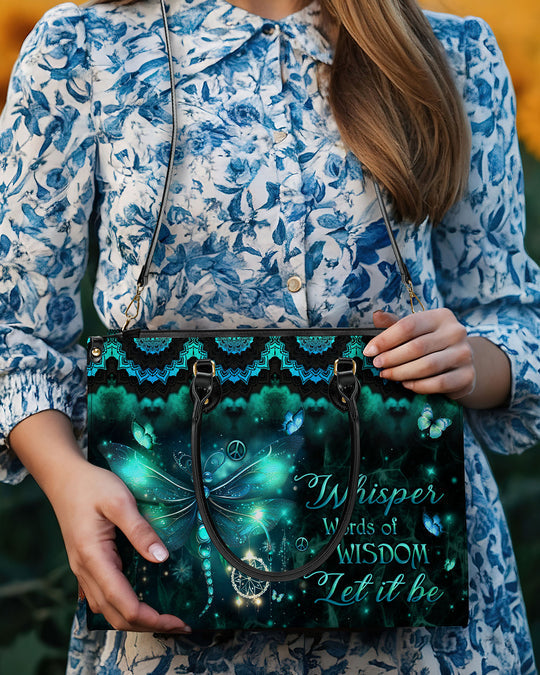 hippieartzone Bag - WHISPER WORDS OF WISDOM LEATHER HANDBAG.