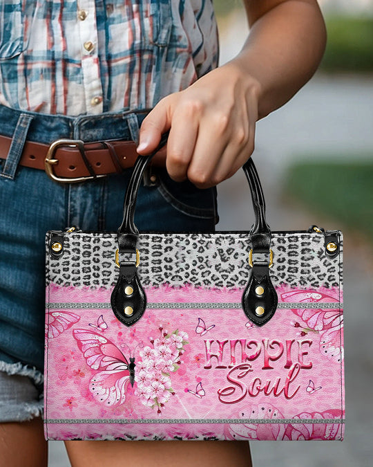hippieartzone Bag - BUTTERFLY HIPPIE SOUL LEATHER HANDBAG
