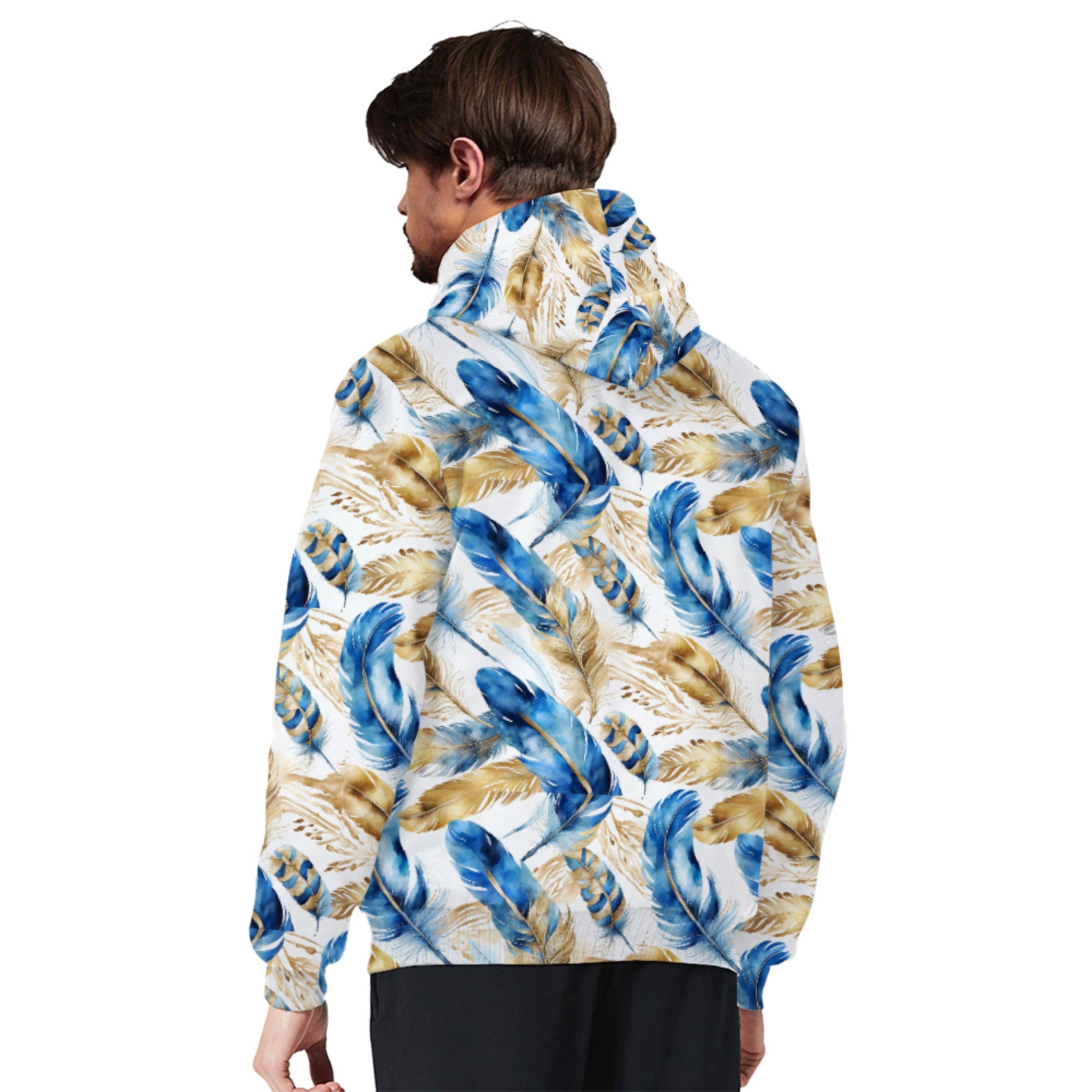 Boho Feathers Sherpa Lined Zip-up Hoodie For Hippies