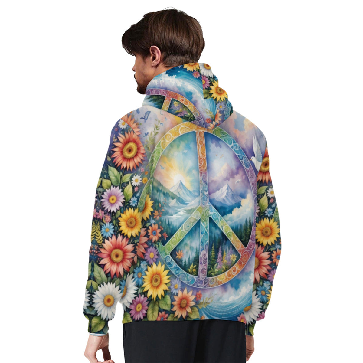 Peace On Earth Sherpa Lined Zip-up Hoodie For Hippies