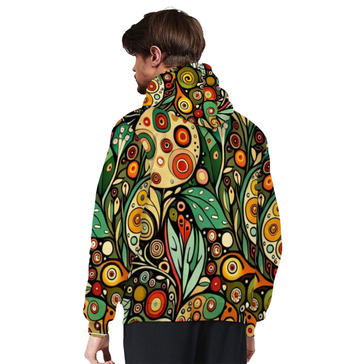 Boho Botanical Sherpa Lined Zip-up Hoodie For Hippies