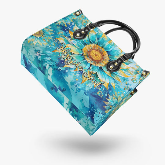 hippieartzone Bag - HIPPIE SOUL SUNFLOWER LEATHER HANDBAG