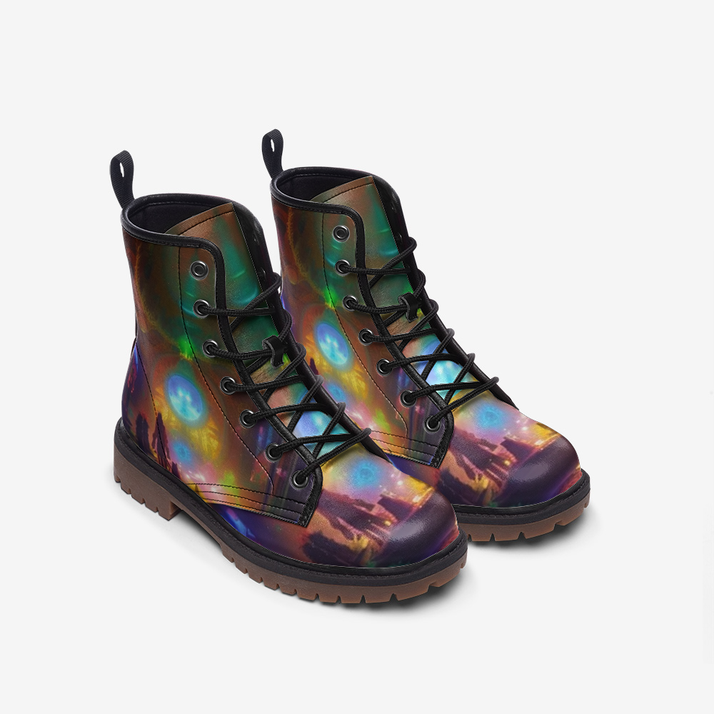 Hippie Art Zone - Lost In The Awakening World Casual Leather Lightweight Boots For Hippies