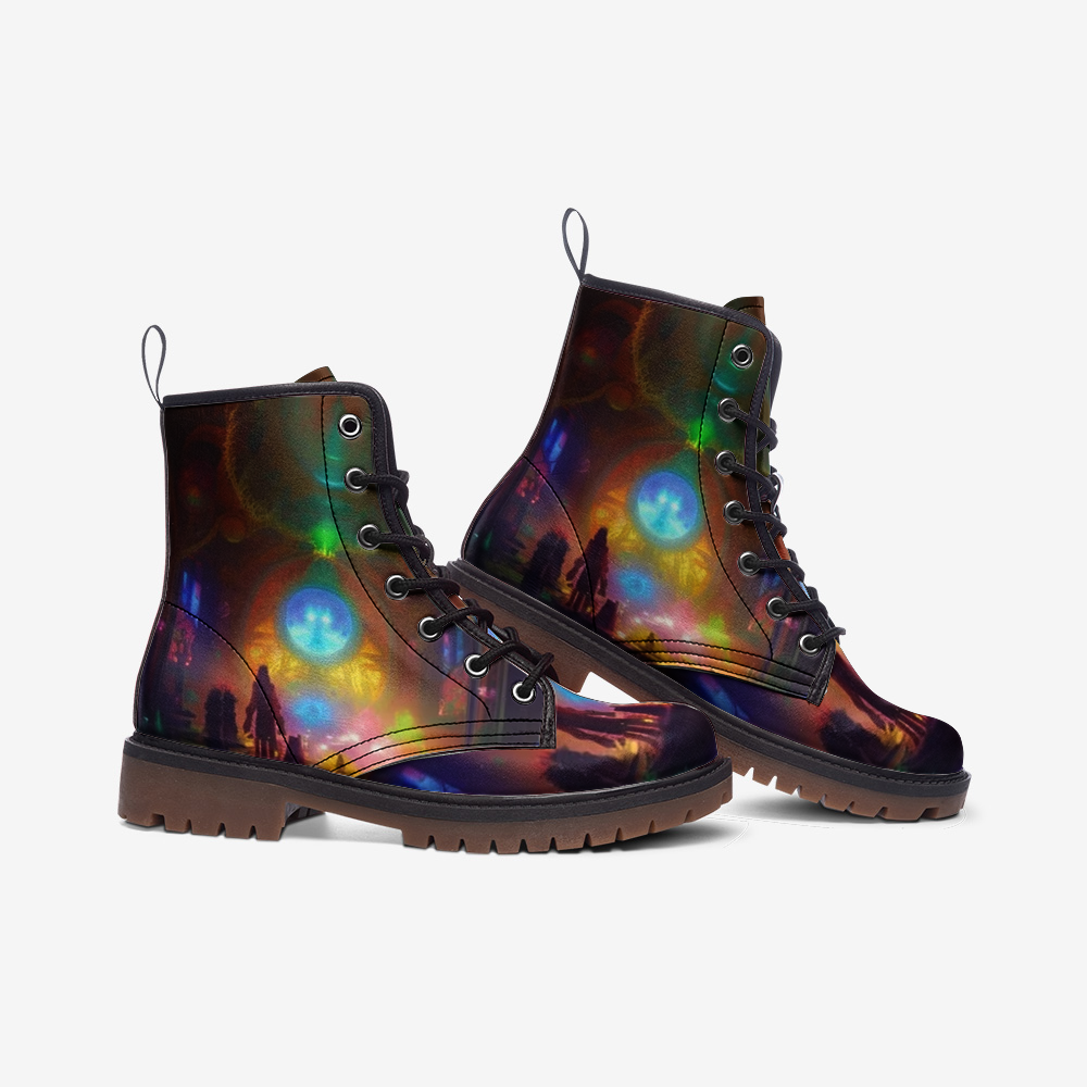 Hippie Art Zone - Lost In The Awakening World Casual Leather Lightweight Boots For Hippies