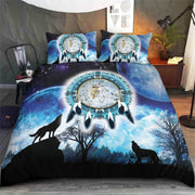 hippieartzone - Native American Wolf Natural Pattern Bedding Set
